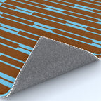 Geometric Two-Tone Geo Chain Pattern in Sky Blue and Chestnut Brown Rug Gallery Image 4