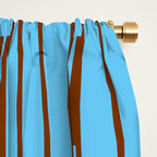 Geometric Two-Tone Geo Chain Pattern in Sky Blue and Chestnut Brown Window Curtain Gallery Image 2
