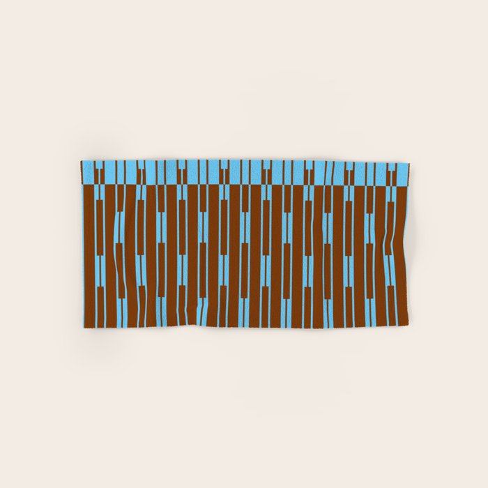 Geometric Two-Tone Geo Chain Pattern in Sky Blue and Chestnut Brown Bath Towel Gallery Image 1