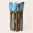 Geometric Two-Tone Geo Chain Pattern in Sky Blue and Chestnut Brown Travel Mug Gallery Image 2