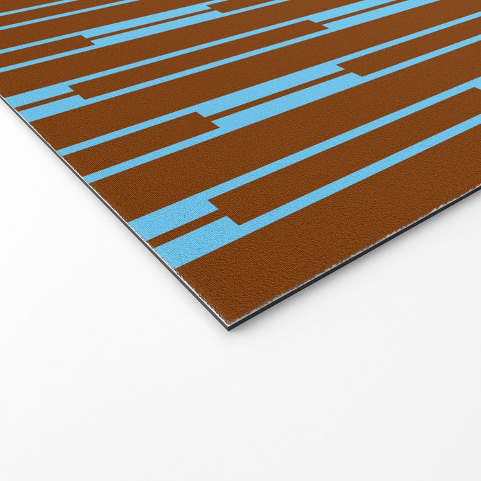 Geometric Two-Tone Geo Chain Pattern in Sky Blue and Chestnut Brown Welcome Mat Gallery Image 2