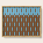 Geometric Two-Tone Geo Chain Pattern in Sky Blue and Chestnut Brown Serving Tray Gallery Image 1