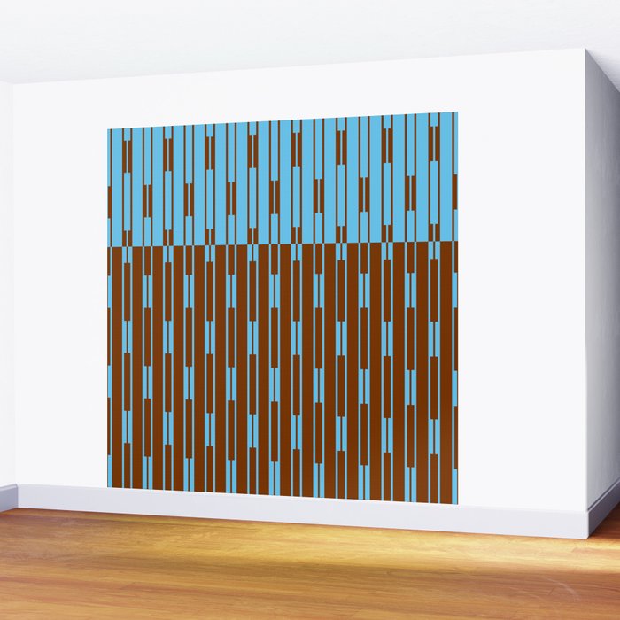 Geometric Two-Tone Geo Chain Pattern in Sky Blue and Chestnut Brown Wall Mural Gallery Image 2