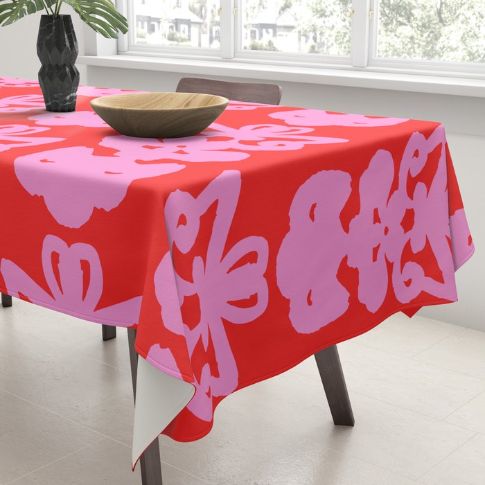Willoughby Cottage Bold Preppy Pink and Red Traditional Contemporary Pattern Tablecloth Gallery Image 3