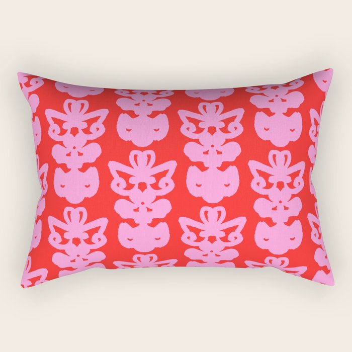 Willoughby Cottage Bold Preppy Pink and Red Traditional Contemporary Pattern Rectangular Pillow Gallery Image 2