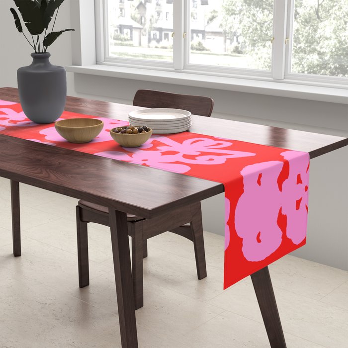 Willoughby Cottage Bold Preppy Pink and Red Traditional Contemporary Pattern Table Runner Gallery Image 2