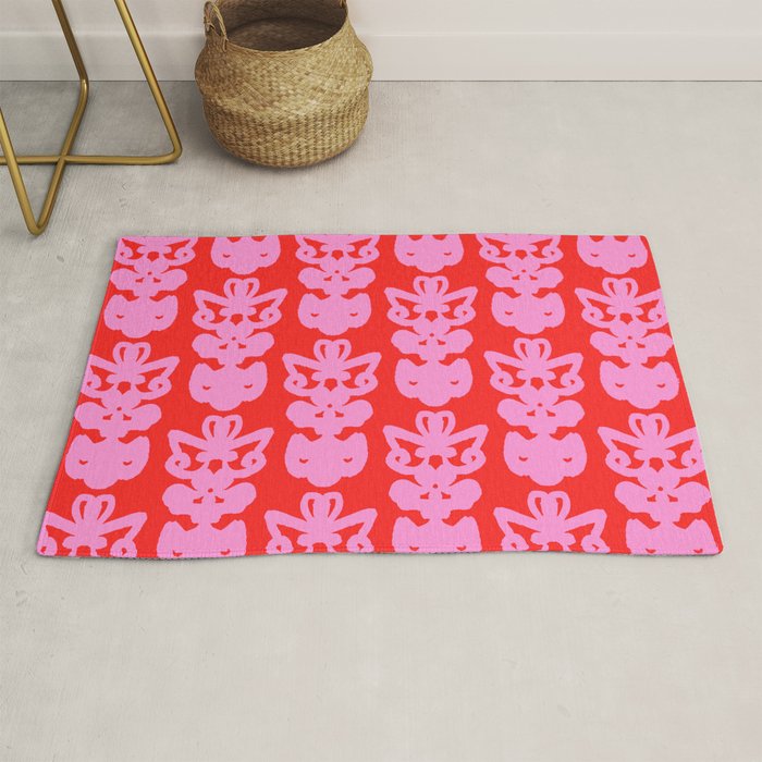 Willoughby Cottage Bold Preppy Pink and Red Traditional Contemporary Pattern Rug Gallery Image 1