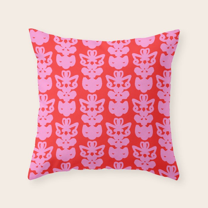 Willoughby Cottage Bold Preppy Pink and Red Traditional Contemporary Pattern Throw Pillow Gallery Image 6