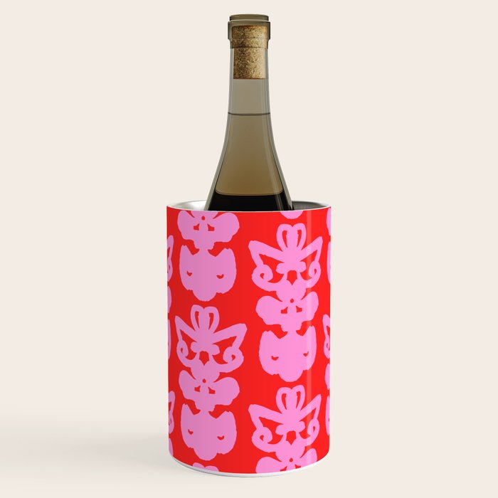 Willoughby Cottage Bold Preppy Pink and Red Traditional Contemporary Pattern Wine Chiller Gallery Image 1