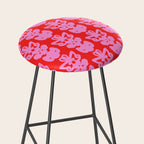 Willoughby Cottage Bold Preppy Pink and Red Traditional Contemporary Pattern Stool Gallery Image 2