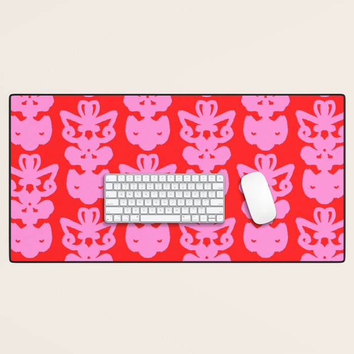 Willoughby Cottage Bold Preppy Pink and Red Traditional Contemporary Pattern Desk Mat Gallery Image 1