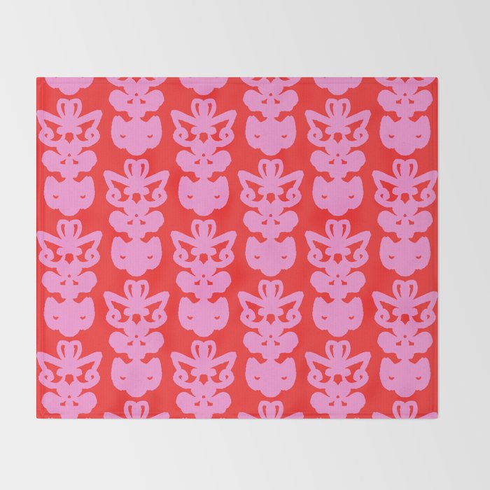 Willoughby Cottage Bold Preppy Pink and Red Traditional Contemporary Pattern Throw Blanket Gallery Image 2