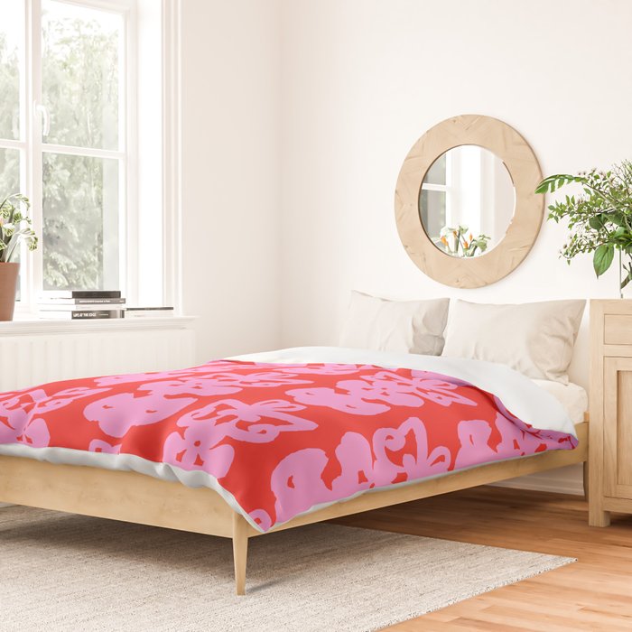 Willoughby Cottage Bold Preppy Pink and Red Traditional Contemporary Pattern Duvet Cover Gallery Image 2