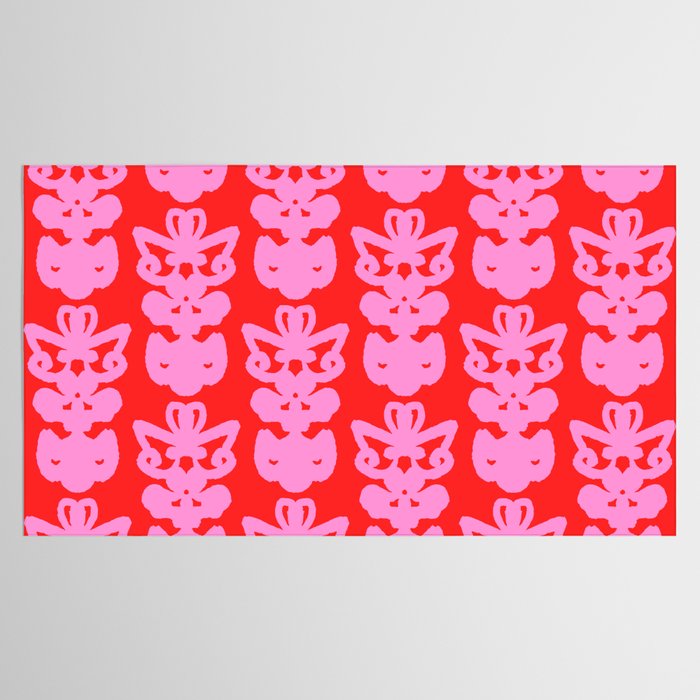 Willoughby Cottage Bold Preppy Pink and Red Traditional Contemporary Pattern Tablecloth Gallery Image 2
