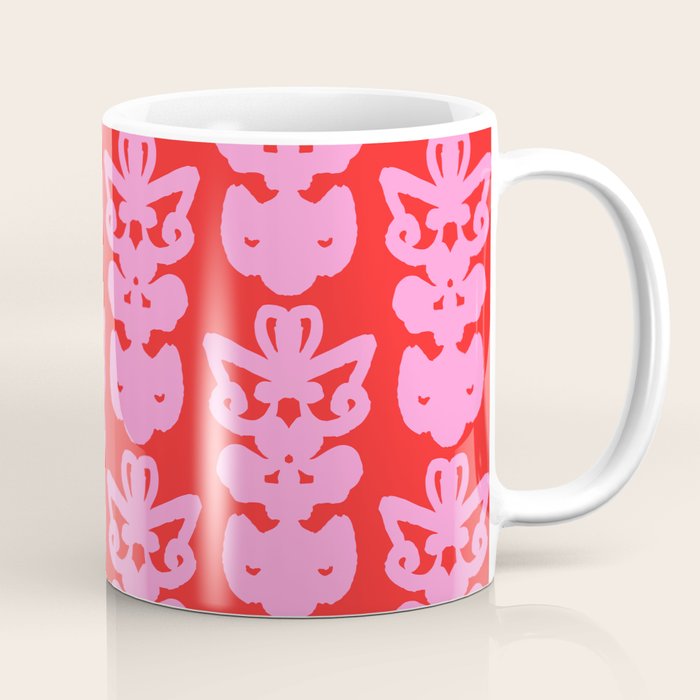 Willoughby Cottage Bold Preppy Pink and Red Traditional Contemporary Pattern Coffee Mug Gallery Image 1