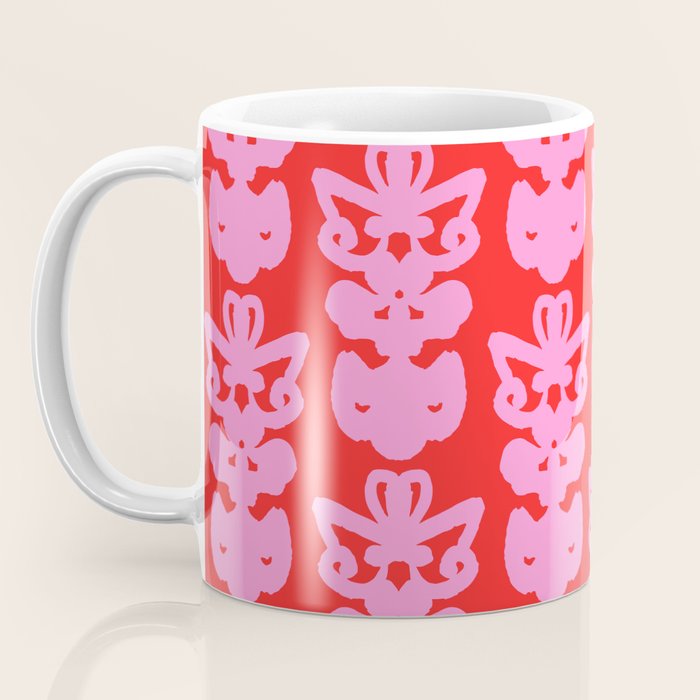 Willoughby Cottage Bold Preppy Pink and Red Traditional Contemporary Pattern Coffee Mug Gallery Image 3