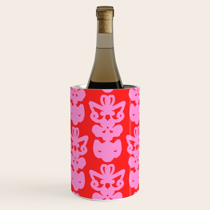 Willoughby Cottage Bold Preppy Pink and Red Traditional Contemporary Pattern Wine Chiller Gallery Image 2