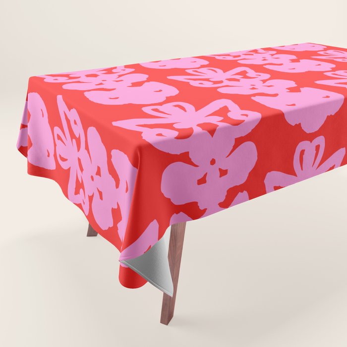 Willoughby Cottage Bold Preppy Pink and Red Traditional Contemporary Pattern Tablecloth Gallery Image 1