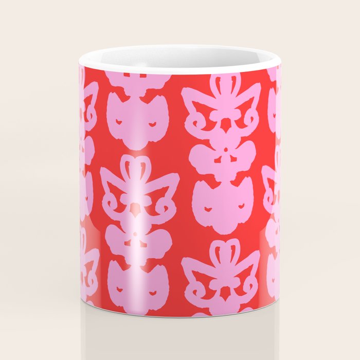 Willoughby Cottage Bold Preppy Pink and Red Traditional Contemporary Pattern Coffee Mug Gallery Image 4