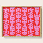 Willoughby Cottage Bold Preppy Pink and Red Traditional Contemporary Pattern Serving Tray Gallery Image 1