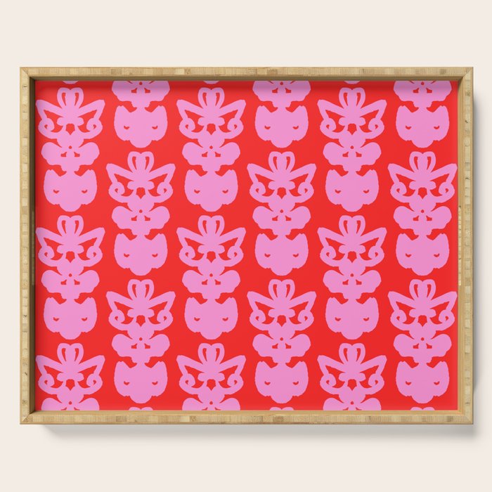 Willoughby Cottage Bold Preppy Pink and Red Traditional Contemporary Pattern Serving Tray Gallery Image 1