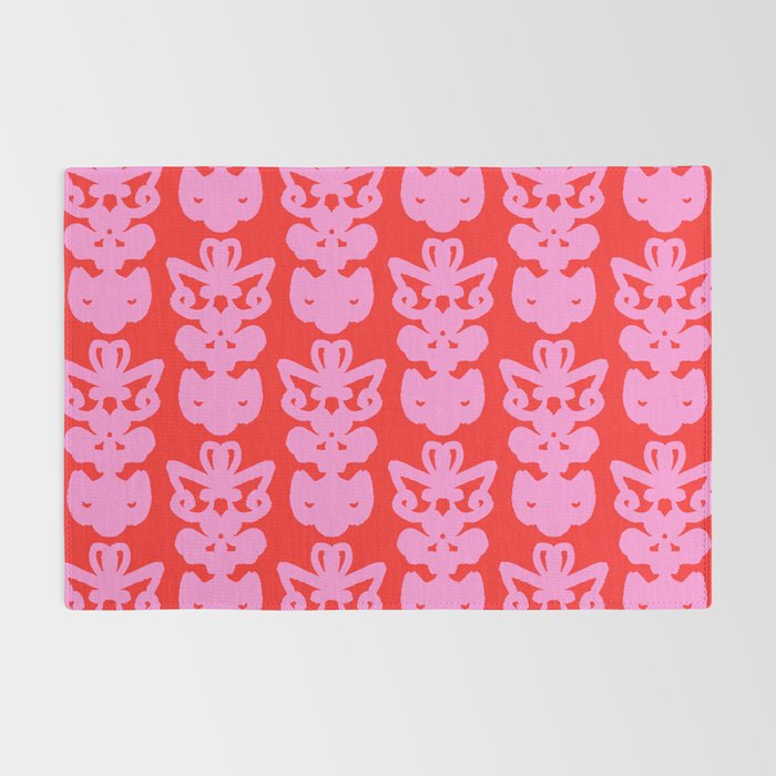 Willoughby Cottage Bold Preppy Pink and Red Traditional Contemporary Pattern Rug Gallery Image 2