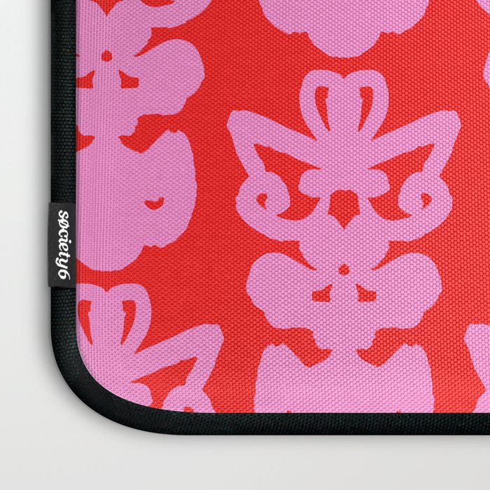 Willoughby Cottage Bold Preppy Pink and Red Traditional Contemporary Pattern Laptop Sleeve Gallery Image 3