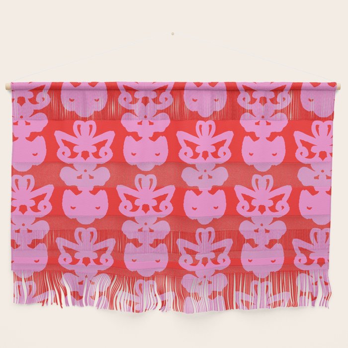Willoughby Cottage Bold Preppy Pink and Red Traditional Contemporary Pattern Wall Hanging Gallery Image 1