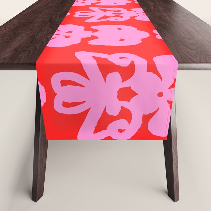 Willoughby Cottage Bold Preppy Pink and Red Traditional Contemporary Pattern Table Runner Gallery Image 1