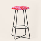 Willoughby Cottage Bold Preppy Pink and Red Traditional Contemporary Pattern Stool Gallery Image 1