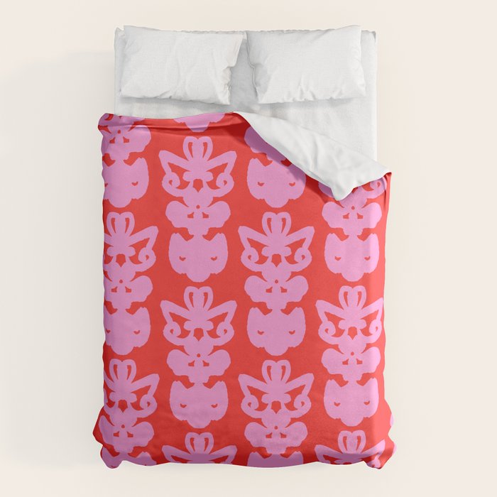 Willoughby Cottage Bold Preppy Pink and Red Traditional Contemporary Pattern Duvet Cover Gallery Image 6