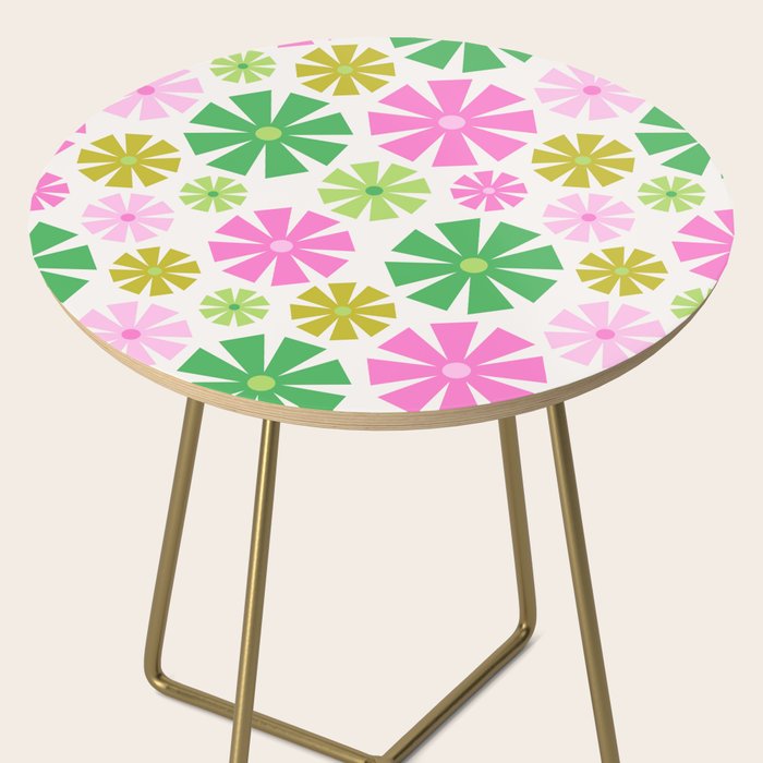 Retro Pinwheel Snowflakes - Green & Pink Side Table Gallery Image 2