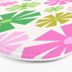 Retro Pinwheel Snowflakes - Green & Pink Bath Mat Gallery Image 3