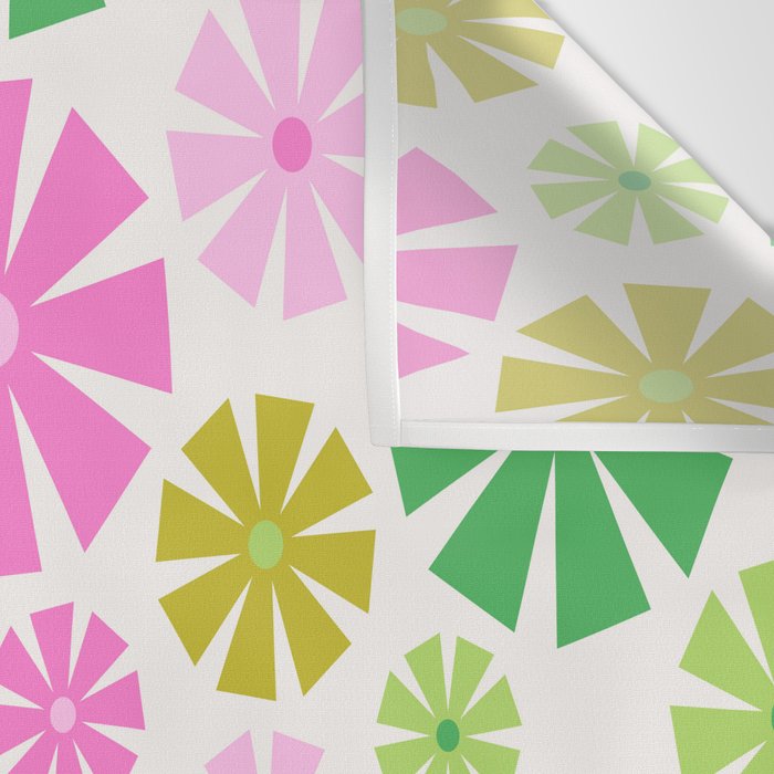Retro Pinwheel Snowflakes - Green & Pink Wall Tapestry Gallery Image 3