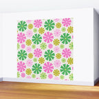 Retro Pinwheel Snowflakes - Green & Pink Wall Mural Gallery Image 2
