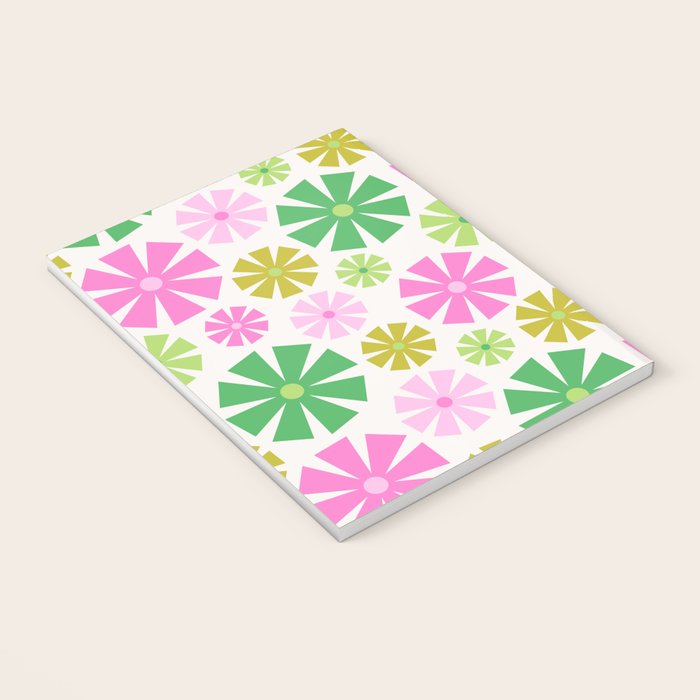 Retro Pinwheel Snowflakes - Green & Pink Notebook Gallery Image 3