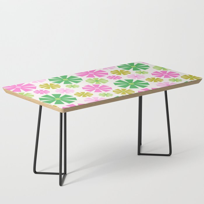 Retro Pinwheel Snowflakes - Green & Pink Coffee Table Gallery Image 1