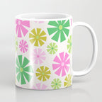 Retro Pinwheel Snowflakes - Green & Pink Coffee Mug Gallery Image 1