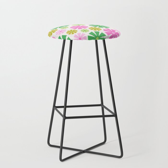 Retro Pinwheel Snowflakes - Green & Pink Stool Gallery Image 1