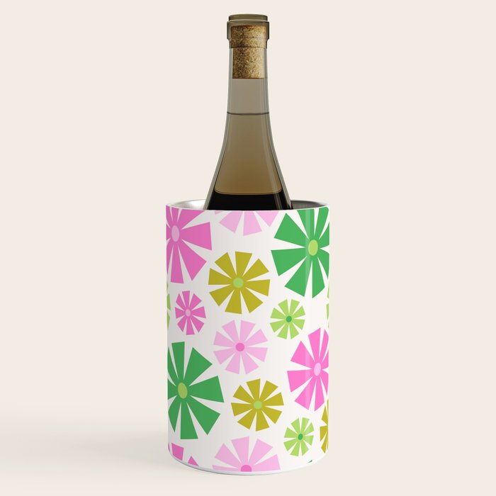 Retro Pinwheel Snowflakes - Green & Pink Wine Chiller Gallery Image 2