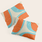 Mid Century Modern Retro Groove Modernist Abstract Pattern in Orange Blue Beige Pillow Sham Gallery Image 3