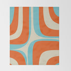 Mid Century Modern Retro Groove Modernist Abstract Pattern in Orange Blue Beige Throw Blanket Gallery Image 2