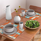 Mid Century Modern Retro Groove Modernist Abstract Pattern in Orange Blue Beige Placemat Gallery Image 2