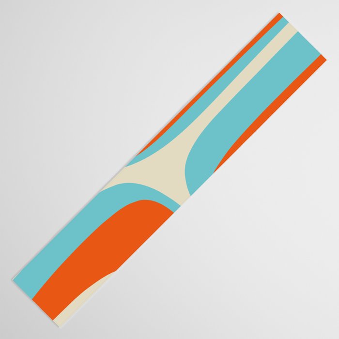 Mid Century Modern Retro Groove Modernist Abstract Pattern in Orange Blue Beige Table Runner Gallery Image 3
