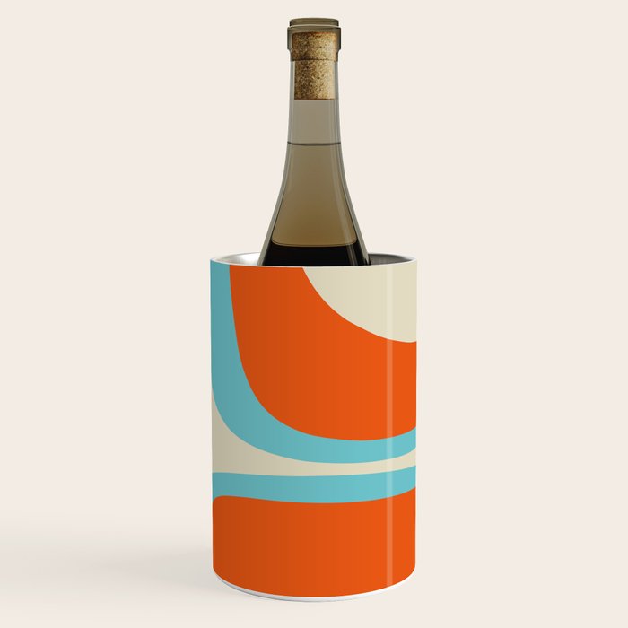 Mid Century Modern Retro Groove Modernist Abstract Pattern in Orange Blue Beige Wine Chiller Gallery Image 3