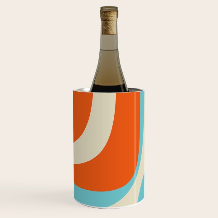 Mid Century Modern Retro Groove Modernist Abstract Pattern in Orange Blue Beige Wine Chiller Gallery Image 2