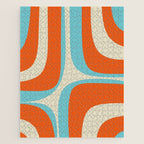 Mid Century Modern Retro Groove Modernist Abstract Pattern in Orange Blue Beige Jigsaw Puzzle Gallery Image 1