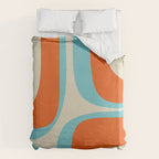 Mid Century Modern Retro Groove Modernist Abstract Pattern in Orange Blue Beige Duvet Cover Gallery Image 6