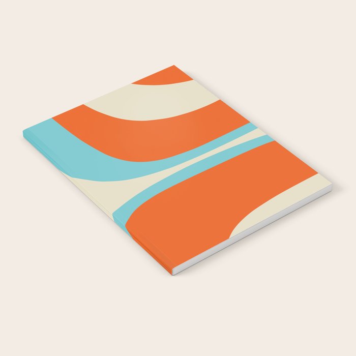 Mid Century Modern Retro Groove Modernist Abstract Pattern in Orange Blue Beige Notebook Gallery Image 2