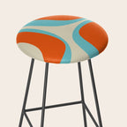 Mid Century Modern Retro Groove Modernist Abstract Pattern in Orange Blue Beige Stool Gallery Image 2